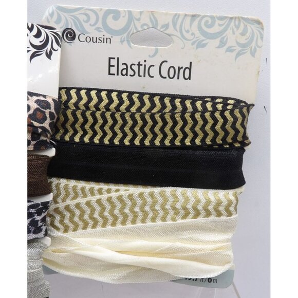 Cousin D.I.Y. Elastic Cord 5-Pack 4.9ft x ⅝" Animal Print Metallic & Patriotic - Picture 4 of 6